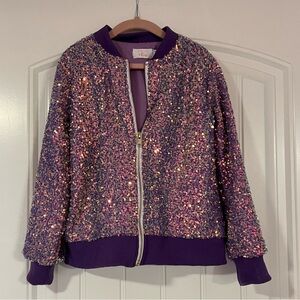 Girl size 7-8 purple sequin bomber jacket